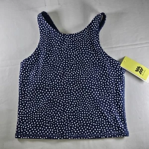 All in Motion Mädchen Racerback Tanktop Größe Large 10 12 blau weiß gepunktet  - Bild 1 von 4