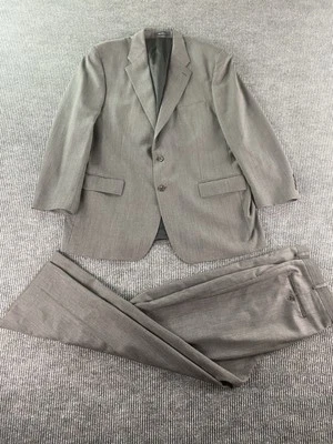 Chaps Ralph Lauren Suit 48 L Gray Wool Herringbone Designer Jacket Pants 40x28 - Image 1 of 4