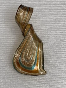 Lampada blu arancio e oro lavoro vetro soffiato arte vetro artigianale pendente 3" - Foto 1 di 5