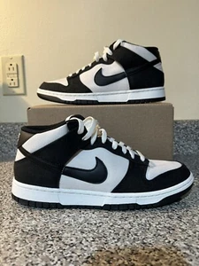 Nike Dunk Mid Black Canvas Men’s Shoes Black/White Panda DV0830-102 size 9.5 NEW - Picture 1 of 9
