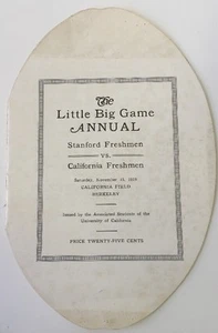 Little Big Game 1919 programa de fútbol americano Stanford vs Cal para estudiantes de primer año raro - Imagen 1 de 1