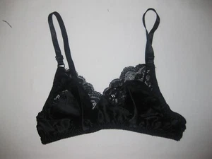 Romwe satin & lace padless bralette XS S black nip 80s aesthetic sexy - Picture 1 of 5