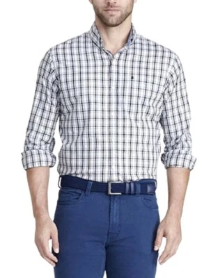 NUEVA IZOD Camisa Para Hombres Abotonada Gris A Cuadros Manga Larga Nueva Con Etiquetas Foto 1 de 2