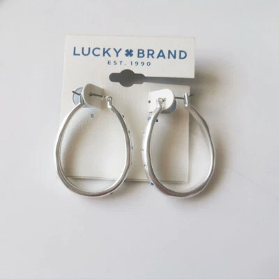 New 38mm Lucky Brand Oval Hoop Earrings Gift Fashion Women Party Holiday Jewelry - Image 1 of 3