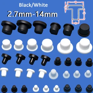 Black/White Hole Plug End Cap Round Silicone Rubber Blanking Seal Bung 2.7-14mm - Picture 1 of 4