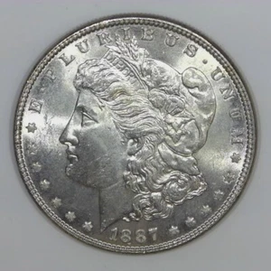 1887 Morgan Silver Dollar 90% US $1 Coin BU d616 - Picture 1 of 2