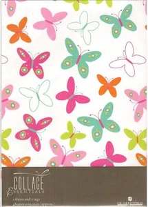 Pretty Butterfly Wrapping Paper Set - 2 X Sheets Gift Wrap & 2 X Tags New - Picture 1 of 2