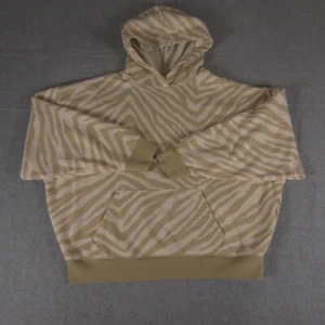 Victoria's Secret PINK Sweatshirt Size Small Beige Zebra Print Hoodie Oversized - Picture 1 of 14
