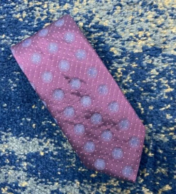 Corbata Thomas Rosa Lavanda Rosa Azul Lunares 100% Seda Hecha en Marruecos Foto 1 de 4