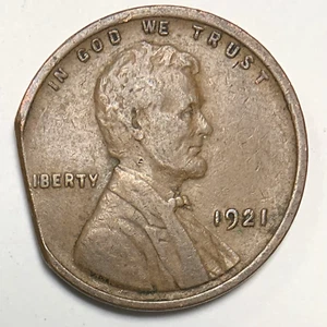 1921 1C Lincoln Cent - Clipped Planchet - Picture 1 of 2