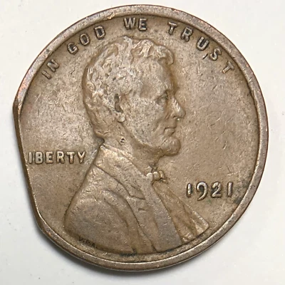 1921 1C Lincoln Cent - Clipped Planchet - Image 1 of 2