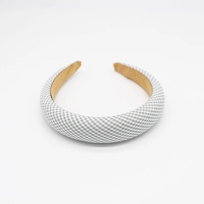 Diadema/cinta acolchada a cuadros gris y blanco Foto 1 de 2