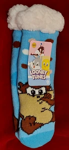 NEW Young TAZ Sherpa Fleece Lined Non-Slip Super Cozy Socks Youth Size NEW w/Tag - Picture 1 of 6