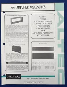 Vintage Altec Lansing Spec Sheet / Amplifier Accessories - Picture 1 of 1
