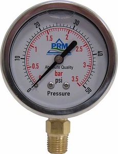 New PRM 0-50 PSI Pressure Gauge 2.5” SS Case 1⁄4” NPT Brass Bottom - Picture 1 of 7