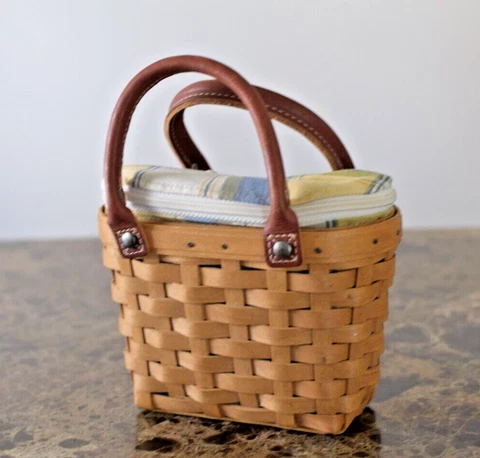 Longaberger Small Boardwalk Basket Leather handles Protector and Zipper Liner Cover