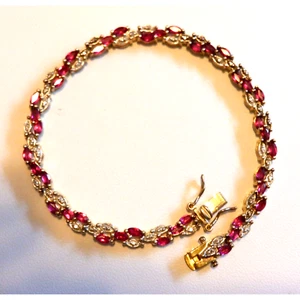 Gold over Sterling with Rubies Bracelet 7-1/2" (1359) - Picture 1 of 6