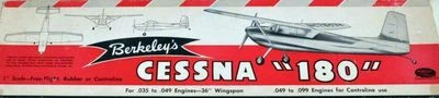 Berkeley CESSNA 180 PLAN + PARTS PATTERNS to Build 36" FF UC RC Model Airplane  - Image 1 of 4