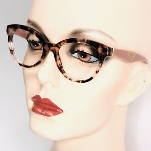 Prada Eyeglasses VPR 11R Brown Pink Havana Glossy Frames 140 50 17mm