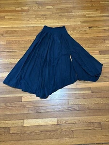 Luna Luz Damen asymmetrischer Maxirock Gr. Medium grau fließend Baumwolle Schlitz Made USA - Bild 1 von 7