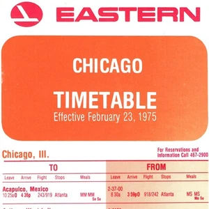 Horario de Eastern Airlines 1975/2/23 de Chicago IL Horario Folleto Vuelo 4A - Imagen 1 de 5
