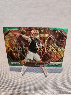 2023 Panini Prizm Joe Burrow Green Wave Fireworks #F-8 Cincinnati Bengals - Image 1 of 4