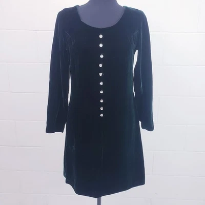 Vintage Green Velvet Dress Women's Size Small Holiday Dress, Scottish Dress - Image 1 of 4