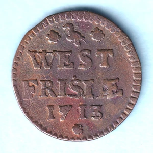 Netherlands - West Friesland..  1713/11 Overdate - Duit.  VF - Imagen 1 de 3