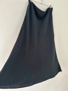 The Linen Press Skirt Women's 100% Linen Washed Black Long Elastic Size 48 UK 20 - Picture 1 of 9