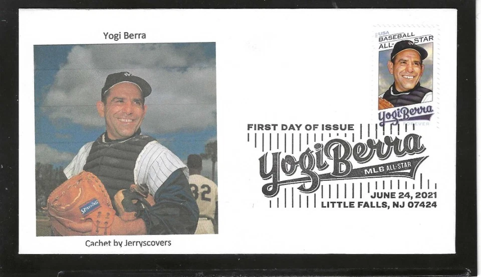 BASEBALL YOGI BERRA FDC 2021 LITTLE FALLS, NEW JERSEY JERRY'S COVERS ONLY 1 MADE - Image 1 of 1