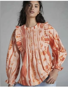 Anthropologie Samant Chauhan Top Women XS NEW Emilia Orange Tie Dye NWT $148 - Picture 1 of 20