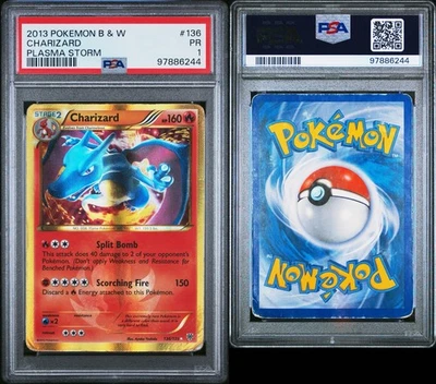 2013 CHARIZARD 136/135 Plasma Storm B&W Pokemon Card Holo Rare PR PSA 1 LOW POP - Image 1 of 3