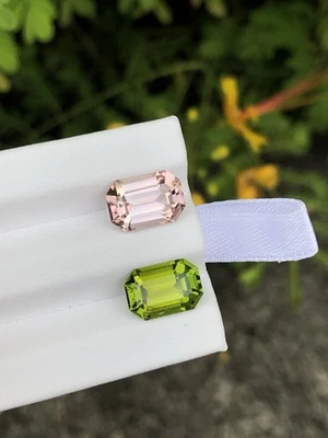 6.39 Crt / Natural Tourmaline Reverse Pair For New Design Earrings. Pink & Green - Image 1 of 4