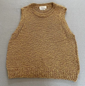 TOAST TANK SZ SMALL AUTUMN YELLOW BROWN WOOL BLEND WOMENS VEST JUMPER SMART KNIT - Picture 1 of 8