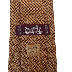 Hermes Herren aktuelle Twill Krawatte orange "H" Logo Seide 3 5/8" (B) x 60,75" (L) euc - Bild 1 von 6