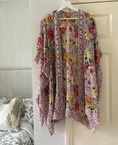 River Island Embellished Floral Kimono Beach Boho Medium Oversized festival - Picture 1 of 5