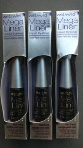 3 Wet N Wild Mega Liner Liquid Eyeliner 861 Black Fast Drying Smudge Proof New - Picture 1 of 3
