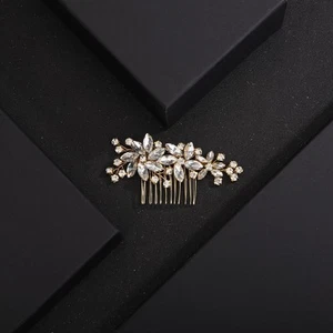 Hair Clip Clear Flower Crystal Rhinestone Teardrop Hair Comb Wedding Hair Acc... - Picture 1 of 4