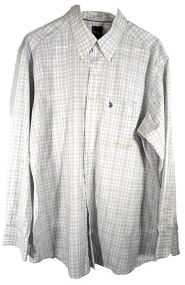 Polo US Assn Wrinkle Free L 16/16.5 34/35 gris/blanco camisa a cuadros Foto 1 de 4