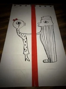 Seltene IKEA LANGOR Vorhänge weiß rot schwarz SEEMANN CARTOON 57x98" Maritim Airbnb - Bild 1 von 4