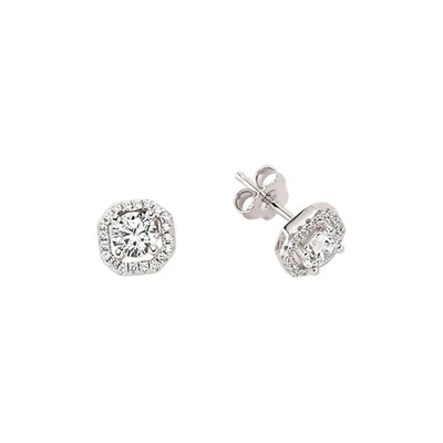 Jewelco London Signore Argento sterling bianca Zirconio cubico perno orecchini - Immagine 1 di 3
