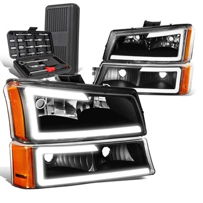 Para Chevy Avalanche 2003-2007 Barra LED Faro Parachoques Lámpara + Caja de Herramientas Negro/Ámbar Foto 1 de 4