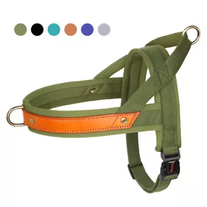 Hundegeschirr No Pull Nylon & Leder Gepolstert Softgeschirr Brustgeschirr XS-L - Bild 1 von 18