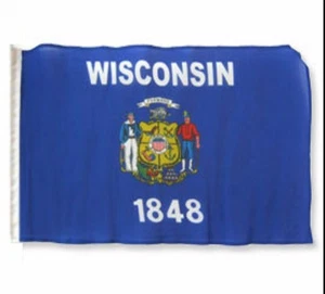 12x18 12"x18" State of Wisconsin Ärmel Flagge Boot Auto Garten 100D - Bild 1 von 1