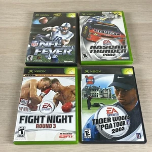4 Xbox Video Game Lot Fight Night 3 Tiger Woods PGA Tour 2003 NFL Fever 2002 + - Picture 1 of 7