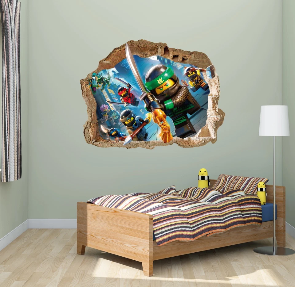 Calcomanía de pared Ninja Samurai - Pegatina de pared Ninja 3D para decoración de guardería habitación infantil Foto 1 de 4