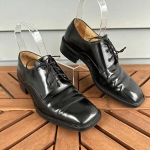 Gucci Derby Shoes Mens 5 Womens 7 EU 37 Black Leather Box Square Toe Rubber Sole - Picture 1 of 11