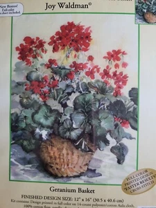 Candamar Designs Joy Waldman Geranium Basket Embellished Cross Stitch Kit - Picture 1 of 5