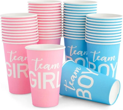 Paper Party Cups, Gender Reveal Party Supplies (12 Oz, Pink and Blue, 50-Pack) - Image 1 of 4