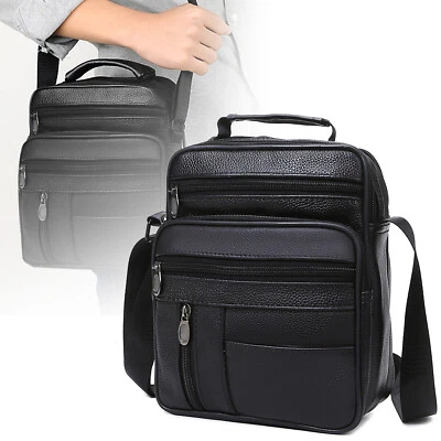 Men's Leather Messenger Bag Handbag Cross Body Shoulder Utility Travel Work UK - Image 1 of 4